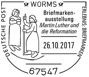 6.10.2017 BRD &quot;500 Jahre Reformation - Luther&quot;, Sonderstempel Worms, Lutherbaum, Luther Briefmarken, Reichstag zu Worms 1521, Wormser Reichstag 1521, Karl V, Worms